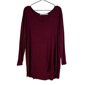 Michael Stars Womens Tunic Sweater Red Long Sleeve Scoop Neck Stretch One Size